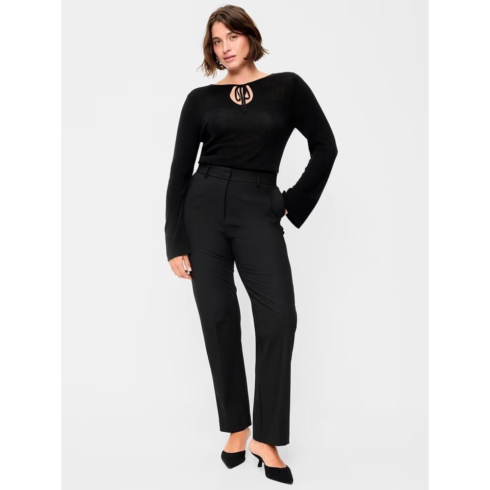 Old Navy Extra High Rise Straight-Leg Twill Pants Womens 14 Tall Black NEW